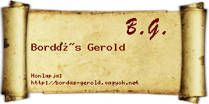 Bordás Gerold névjegykártya